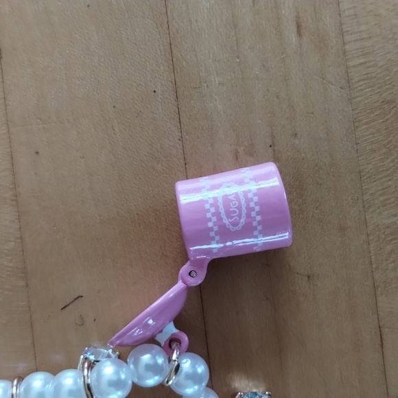 Betsey Johnson Kitchen Charm Choker Necklace Faux Pearl 7-11" Nwt - Picture 7 of 9